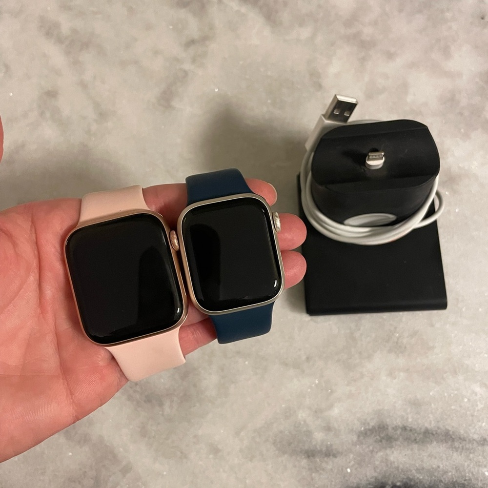 Apple Smartwatch Duo with Pink and Blue Bands